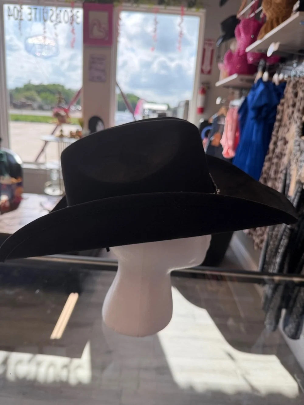 Black Western Cowboy Hat with Turquoise Concho Band - Picture 2 of 3